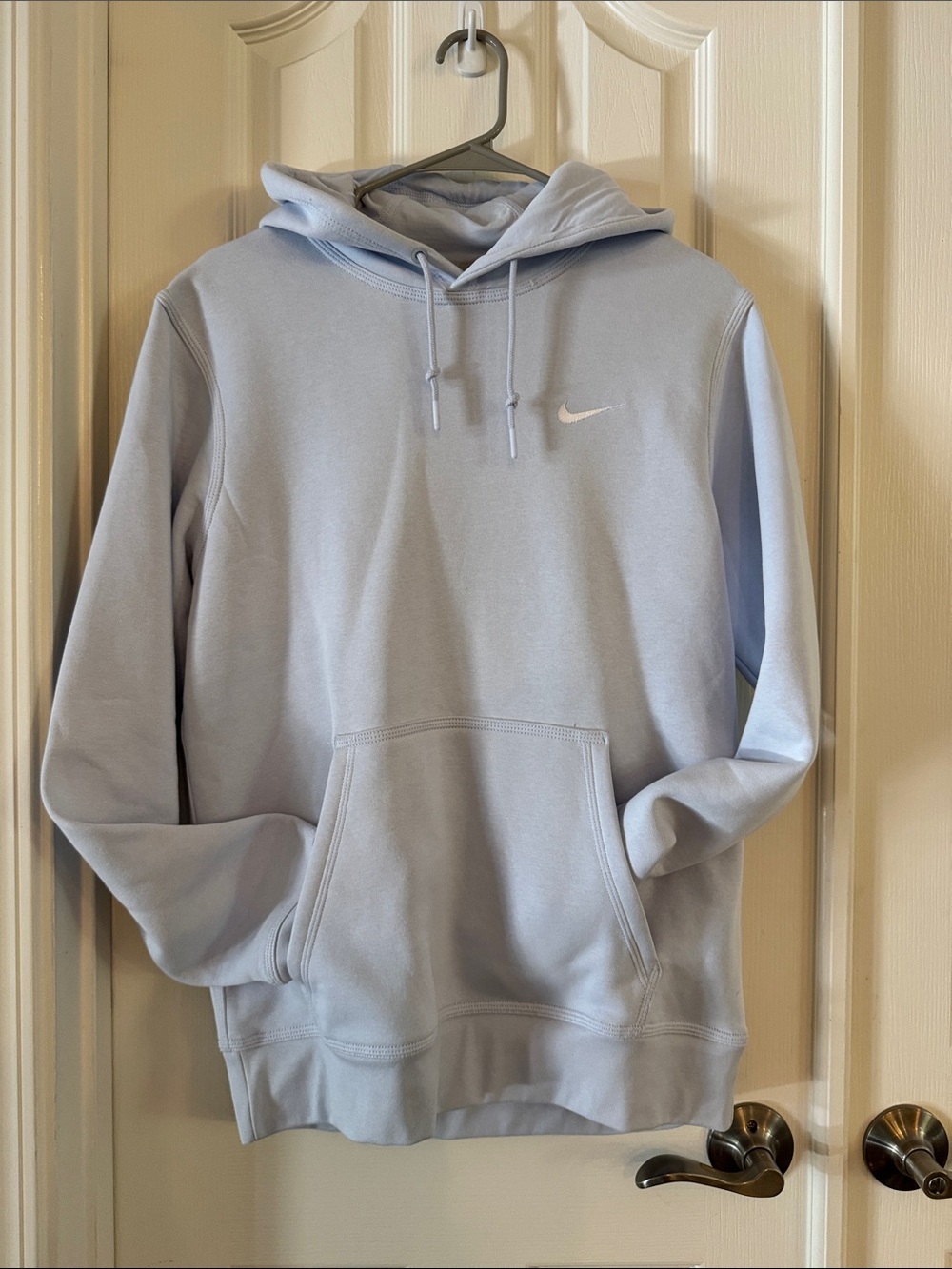Nike Light Blue Men's Pullover Hoodie with White Swoosh